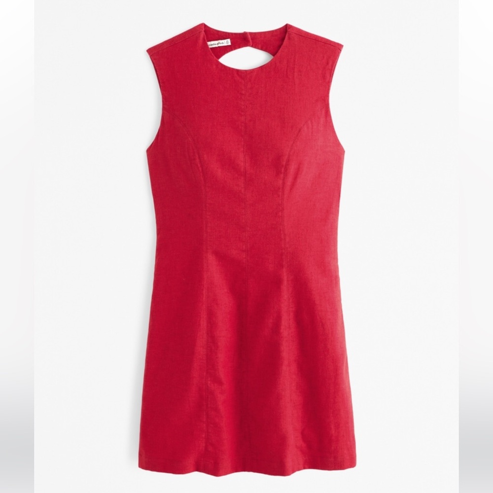 NWT Abercrombie Linen Blend Shell Mini Dress size L in red